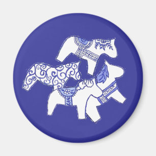 Blue and White Horses Magnet