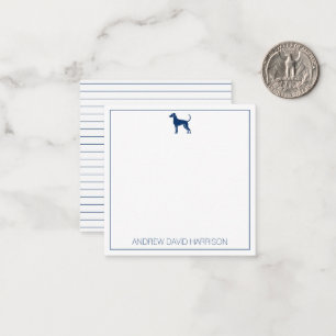 Blue and White Hound Dog Silhouette Personalized Card