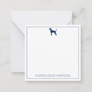 Blue and White Hound Dog Silhouette Personalized Card