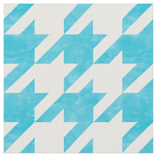 Blue and White Houndstooth Check Fabric (Close Up)