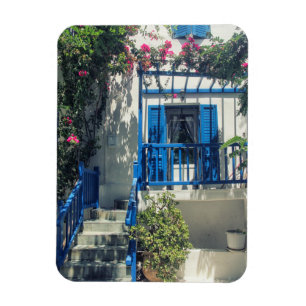 Blue and white house in Mykonos, Greece Magnet