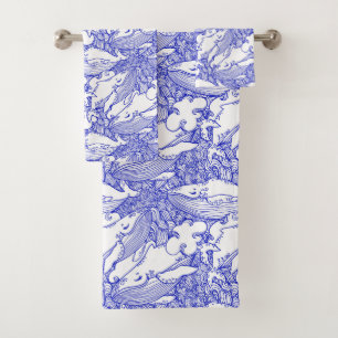 Blue And White Humpback Whale   Bath Towel Set