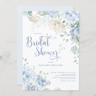 Blue and White Hydrangeas Bridal Shower Invitation