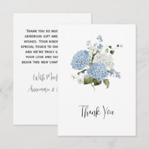 Blue and White Hydrangeas Floral Wedding Thank You