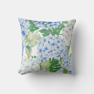 Blue and White Hydrangeas Throw Pillow