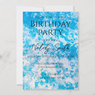 Blue and white ice planet surface invitation
