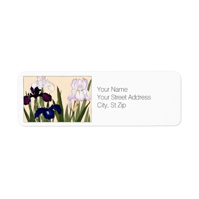 Blue and White Iris Flowers Botanical Art (Front)
