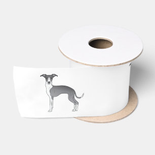 Blue And White Italian Greyhound Cute Cartoon Dogs Satin Ribbon