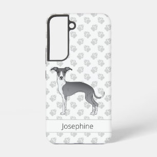 Blue And White Italian Greyhound Dog With Paws Samsung Galaxy Case