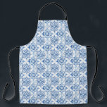 Blue and white Italian watercolor tile pattern Apron<br><div class="desc">Blue and white Italian watercolor tile pattern</div>