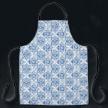Blue and white Italian watercolor tile pattern Apron<br><div class="desc">Blue and white Italian watercolor tile pattern</div>