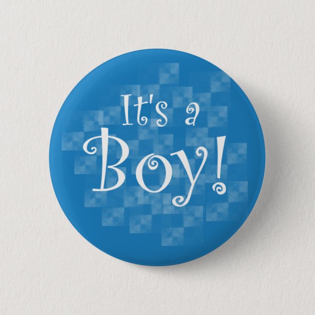 Blue and White It's a Boy 2 Inch Round Button (Front)