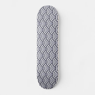 Blue and White Japanese ocean pattern Skateboard