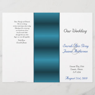 Blue and white jewish wedding program