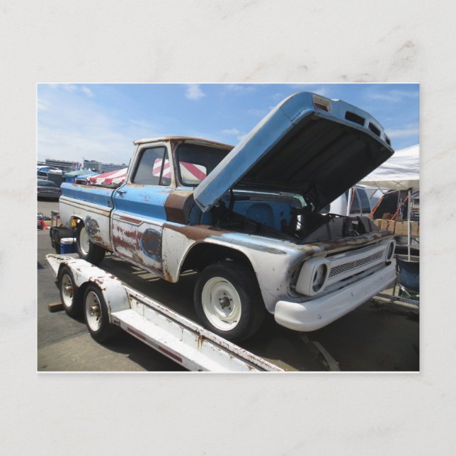 Blue and White Junker Truck Postcard (Front)
