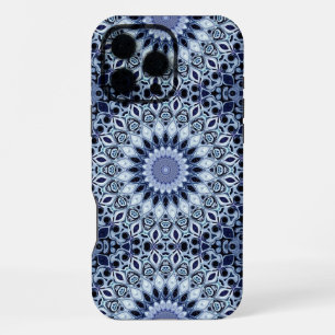 Blue and White Kaleidoscope Mandala Pattern iPhone 16 Pro Max Case