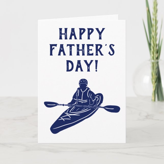 Blue and White Kayak Father's Day Card (Front)