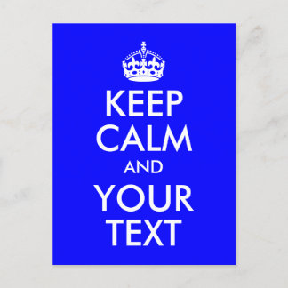 Blue and White Keep Calm and Your Text Postcard
