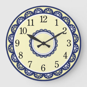 Blue and White Kitchen Large Clock