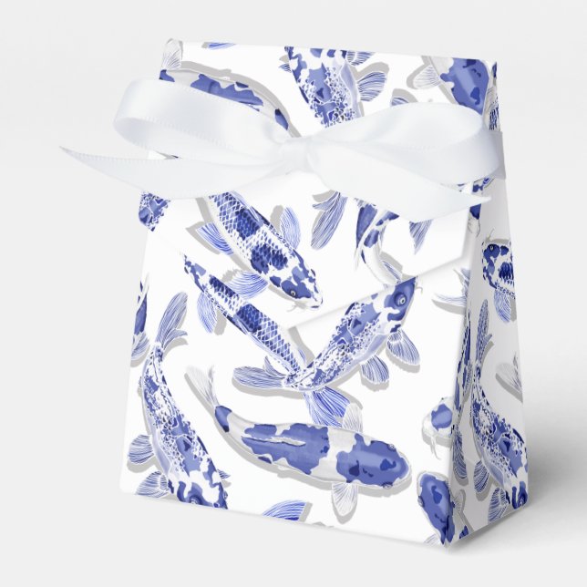 Blue and white Koi Favor Box (Front Side)