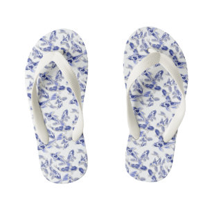 Blue and white koi fish kid's flip flops