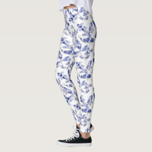 Blue and white Koi fish Leggings