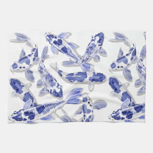 Blue and white Koi Kitchen Towel