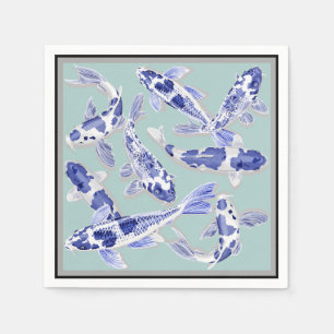 Blue and white Koi Napkin
