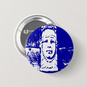 Blue and White Lady Face 2 Inch Round Button