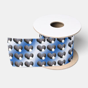 Blue And White Lawn Bowls, Satin Ribbon