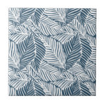 Blue and White Leaves Tile<br><div class="desc">A blue and white leaf pattern creates this striking ceramic tile design. Beautiful for a kitchen backsplash, bathroom tub, shower and countertop tile, or any area (not for outdoor use.) MATCHING items in our store.</div>