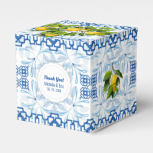 Blue and White Lemon Mediterranean Wedding Favor Box