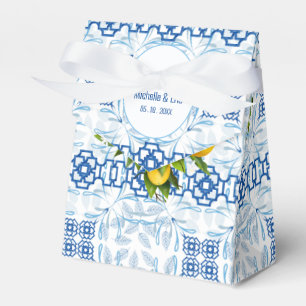 Blue and White Lemon Mediterranean Wedding Favor Box