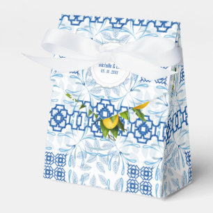 Blue and White Lemon Mediterranean Wedding Favor Box