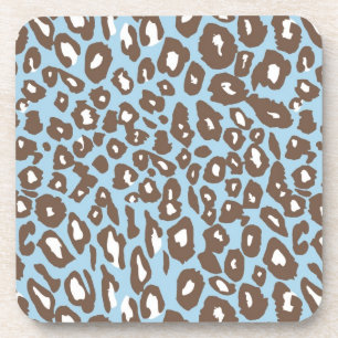 Blue and White Leopard Print Coaster