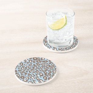 Blue and White Leopard Print Coaster