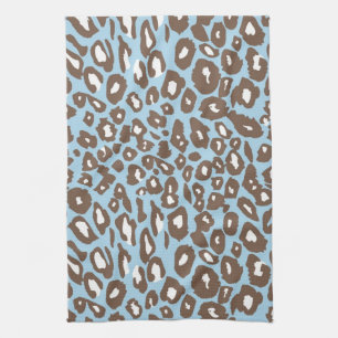 Blue and White Leopard Print Kitchen Towel