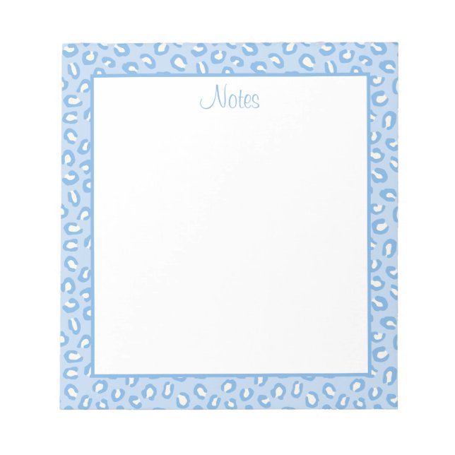 Blue and White Leopard Print  Notepad (Front)