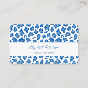 Blue And White Leopard Print Personal Stylist Business Card