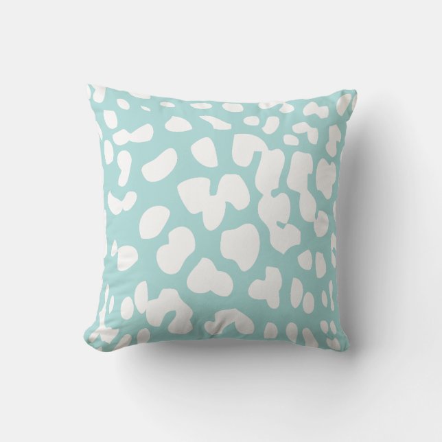 Blue and White Leopard Print Throw Pillow (Front)