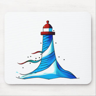 Blue and White Lighthouse  Mouse Pad