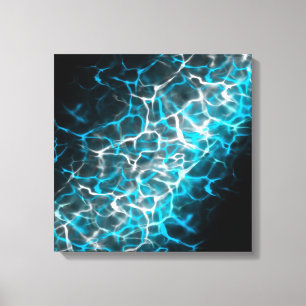 Blue and White Lightning Water Reflection Canvas Print