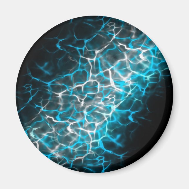 Blue and White Lightning Water Reflection  Magnet (Front)