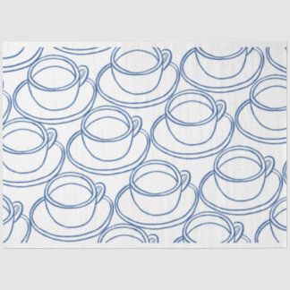 Blue and white line art tea-cups tissue paper