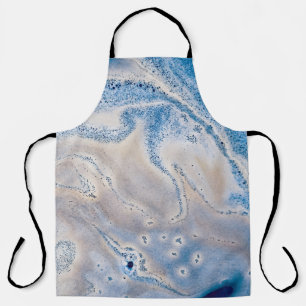 Blue and white liquid art apron