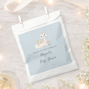 Blue and White Llama Baby Boy baby shower Favour Bag