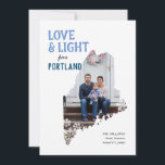 Blue and White Love and Light from Maine Holiday Card<br><div class="desc">You're proud to be from Maine, send out some light hearted state pride this holiday season with this one photo Hanukkah holiday card featuring textured type in periwinkle blue and navy and accented with snowflakes. Personalize with your own message of cheer, location, the year, your family name text and three...</div>