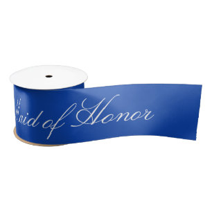 Blue and White Maid of Honour Ribbon Satin Ribbon