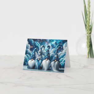 Blue and White Majestic Christmas Gnomes Cosmic  Thank You Card