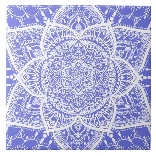 Blue and White Mandala - Loergann in Bluebell Tile (Front)